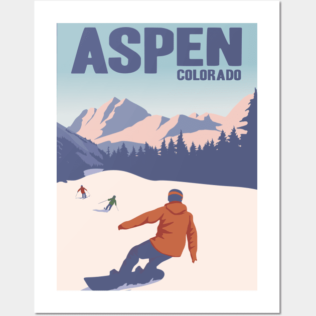 Aspen Colorado Winter Ski Vintage Travel Poster Gift Wall Art by Terrybogard97